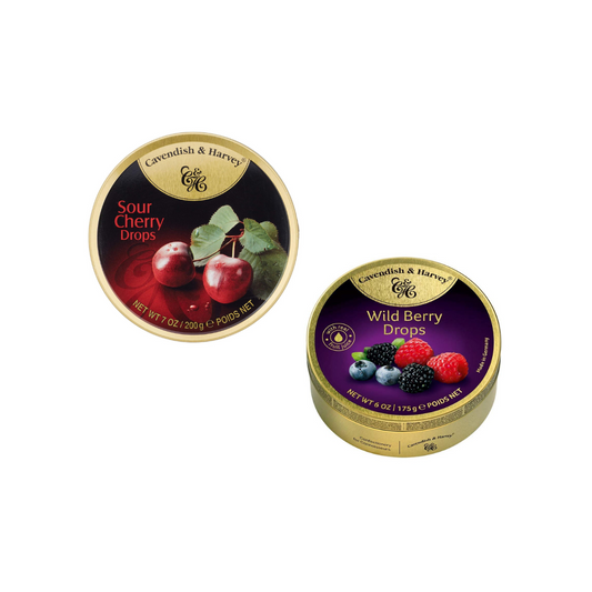 Cavendish & Harvey Sour Cherry Drops 200g + Wild Berry Drops 175g (Germany) - Combo Pack