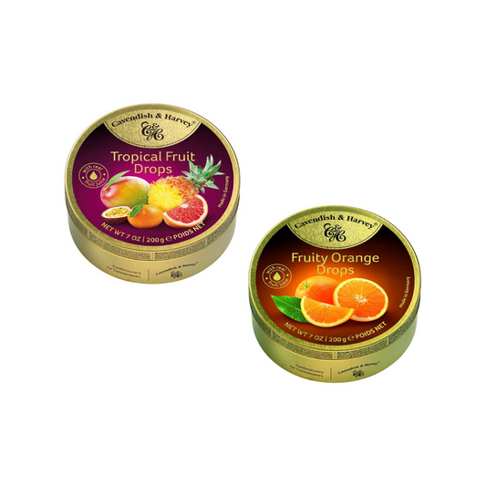 Cavendish & Harvey Tropical Fruit Drops 200g + Cavendish & Harvey Fruity Orange drops 200g (Combo)