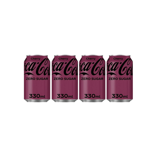 Coca Cola Cherry Zero Sugar Drink Imported 330ml (Pack of 4)