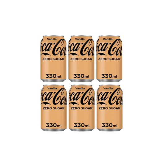 Coca Cola Vanilla Zero Sugar Drink Imported 330ml (Imported) - (Pack of 6)