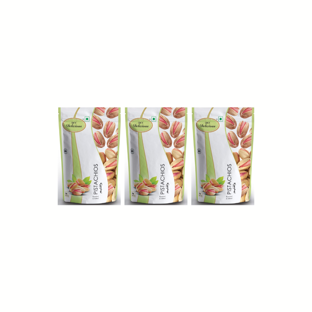 DCC DELICIOUS Dry Roasted Pistachios (Pista), 200g (Pack of 3) 