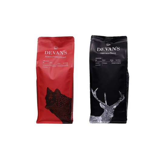 Devans Viennese Blend Coffee Powder 500g + Devans Arabica French Roast Coffee Beans 500g (Combo Pack)