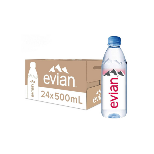 EVIAN NATURAL MINERAL WATER, 500ML (Imported) (Pack of 24 Bottle)