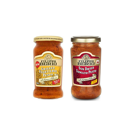 Filippo Berio Grilled Vegetable Pesto 190g + Filippo Berio Sun Dried Tomato Pesto, 190g (Combo Pack)