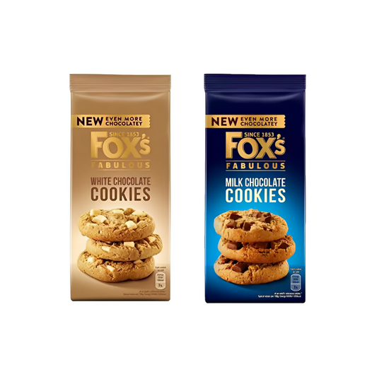 Fox's Fabulous White Chunk Cookies 175g + Fox's Fabulous Milk Chocolate Cookies 180g (Combo Pack)