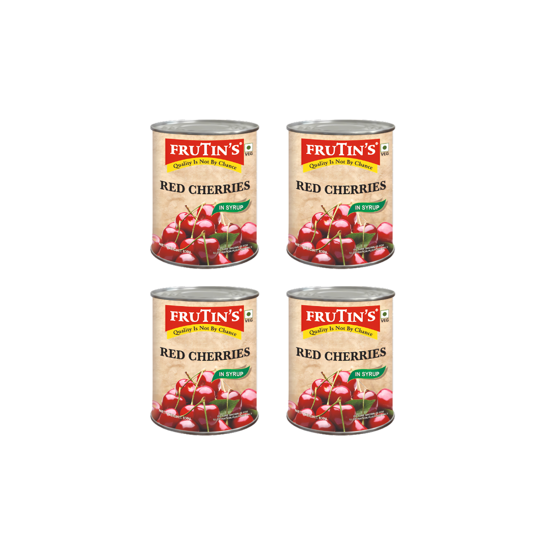 Frutin's Red Cherries in Syrup 830 gm Can (Pack of 4)
