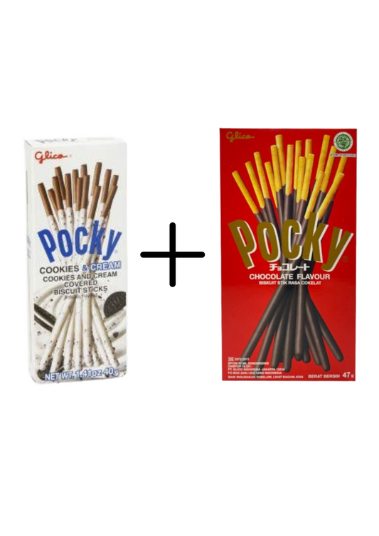 Glico pocky Cookies & Cream sticks 47g + Glico Pocky Chocolate Flavour Sticks 47g (Combo Pack