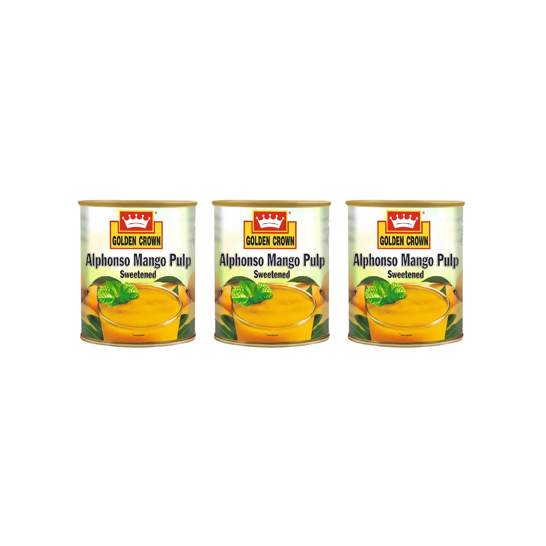 Golden Crown Mango Pulp Alphanso Sweetened 840gm (Pack of 3)