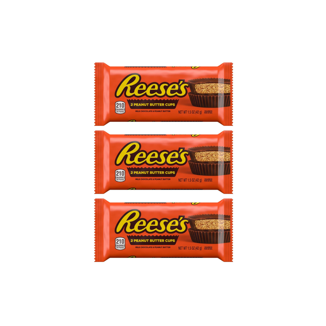 HERSHEY'S Reese's 2 Peanut Butter Cups Milk Chocolate 42g (Pack of 3)