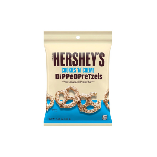 Hersheys Cookies n Cream Dipped Pretzels in White Creme and Cookie Bits 120g 