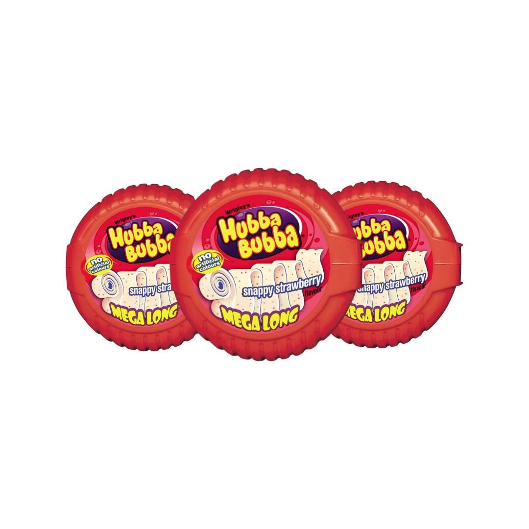 Hubba Bubba Mega Long Snappy Strawberry 56g (Pack Of 3) 