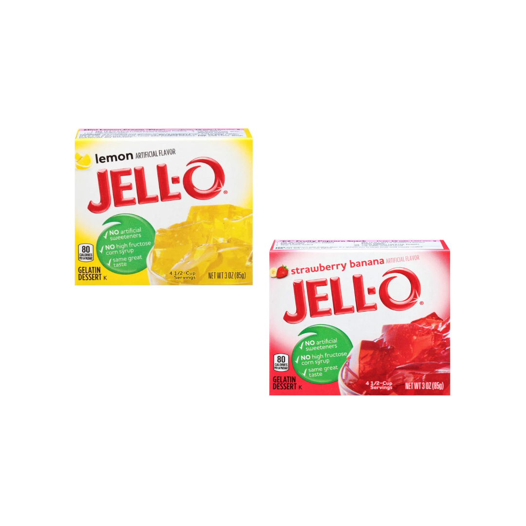 Jell-O Lemon Gelatin Dessert 8.5g + Jell-O Strawberry Banana Gelatin Dessert 8.5g (Combo Pack)