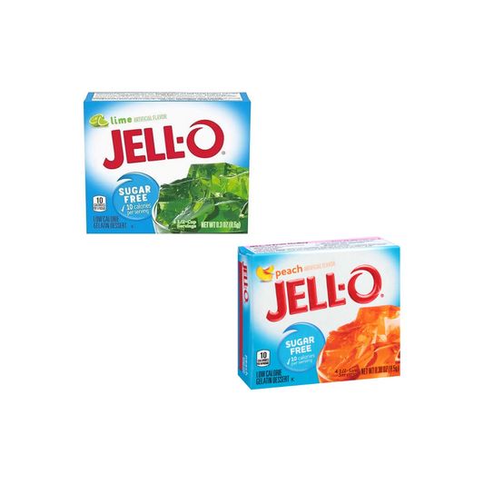 Jell-O Peach Gelatin Mix 8.5g + Jell-O Lime Sugar Free Gelatin Dessert Mix 8.5g (Combo Pack)