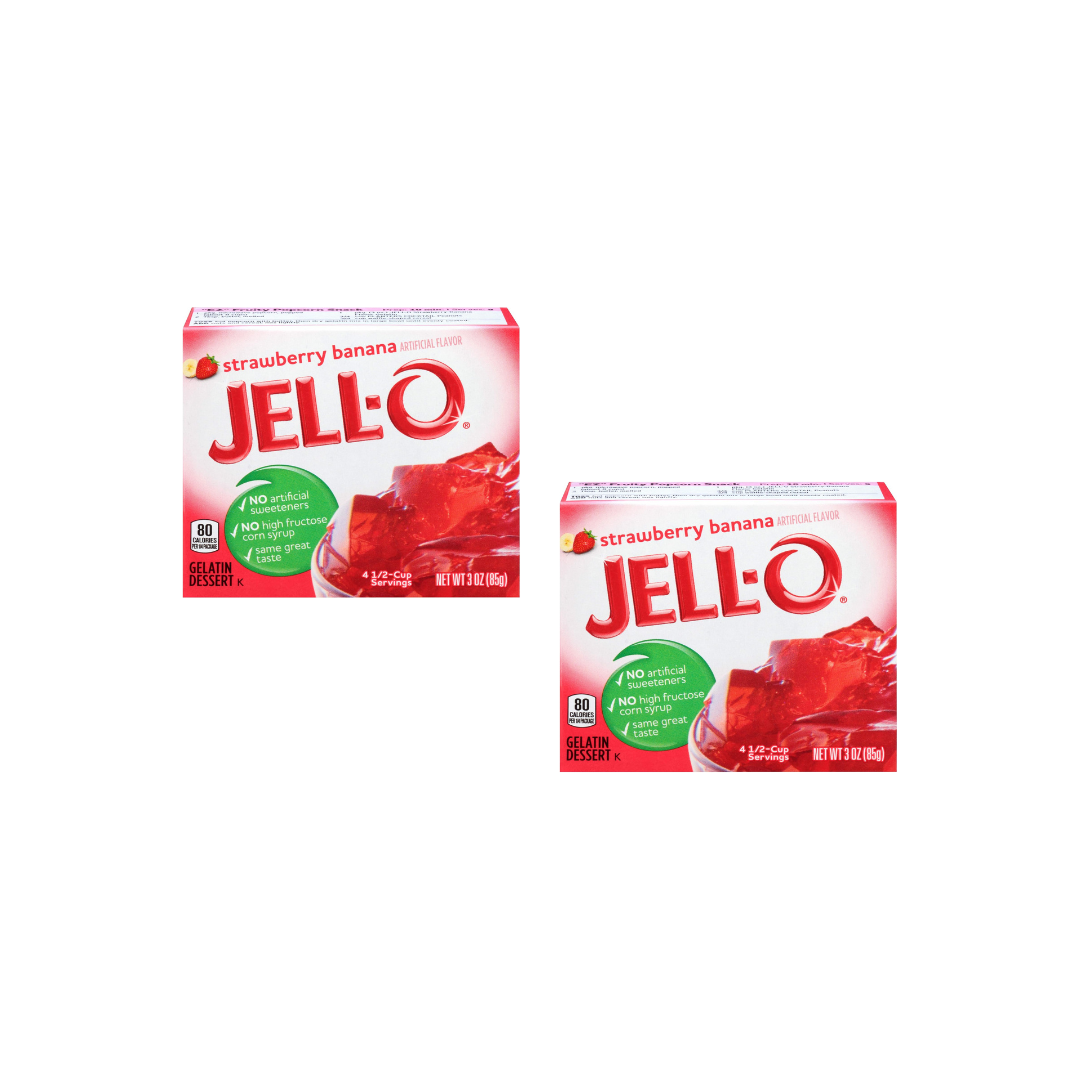 Jell-O Strawberry Banana Gelatin Dessert 8.5g (Pack of 2)