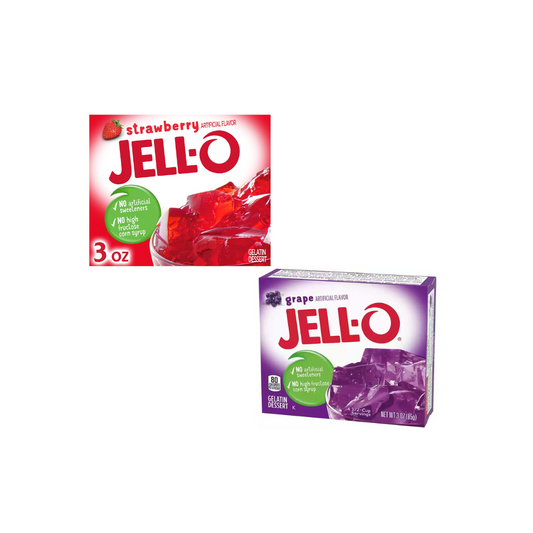 Jell-O Strawberry Gelatin Dessert 8.5g + Jell-O Grape Gelatin Dessert 8.5g (Combo Pack)