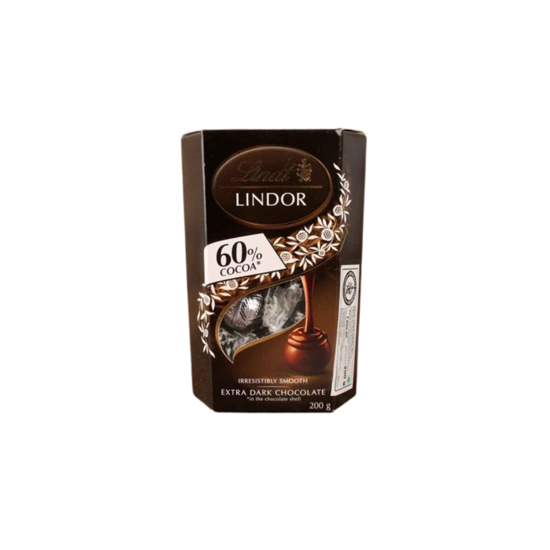 LINDT LINDOR 60% COCOA EXTRA DARK CHOCOLATE 200G