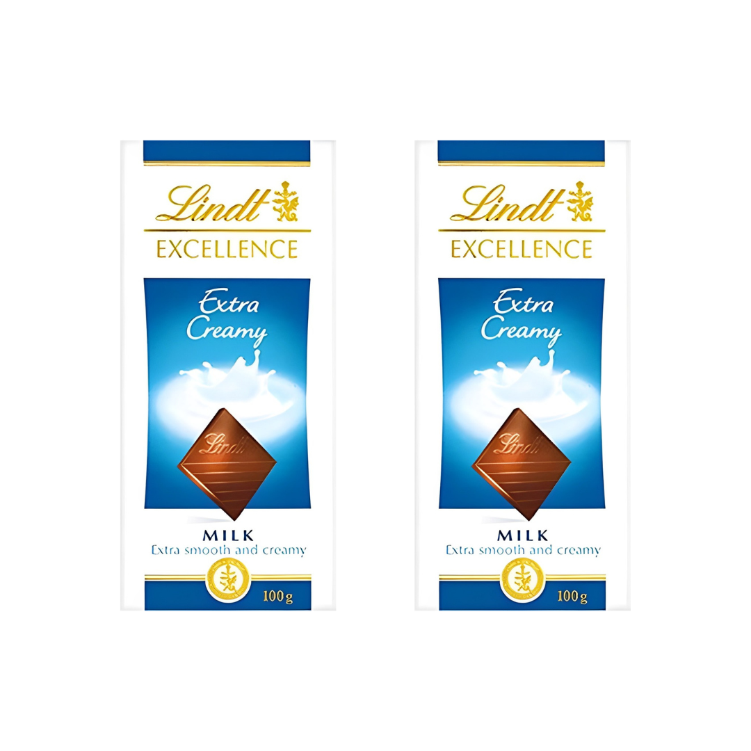 Lindt Excellence Extra Creamy Milk Chocolate 100g (Pack of 2)