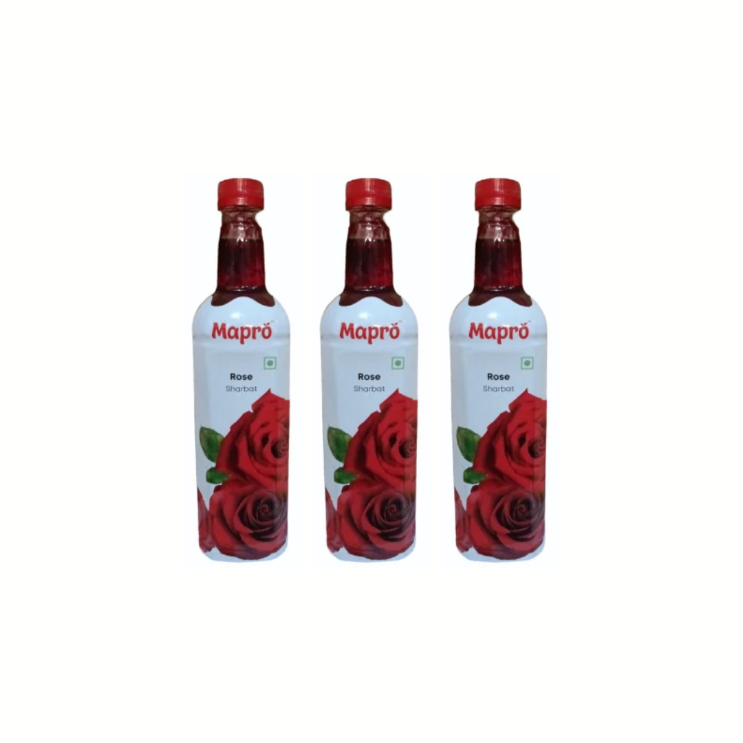 Mapro Rose Sharbat Fruit Crush 750ml (Pack of 3) 