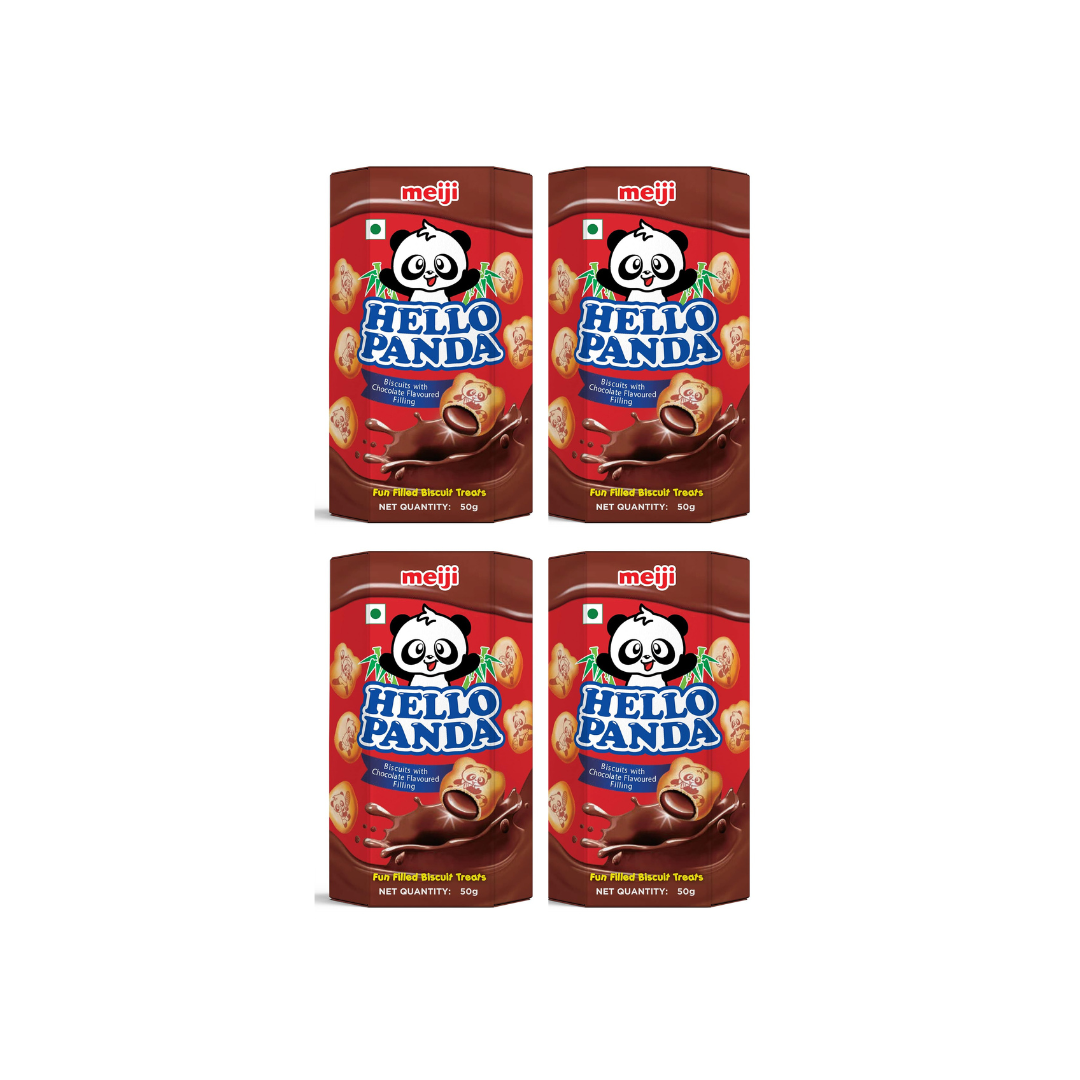 Meiji Hello Panda Chocolate Biscuits 100g (Pack of 4)