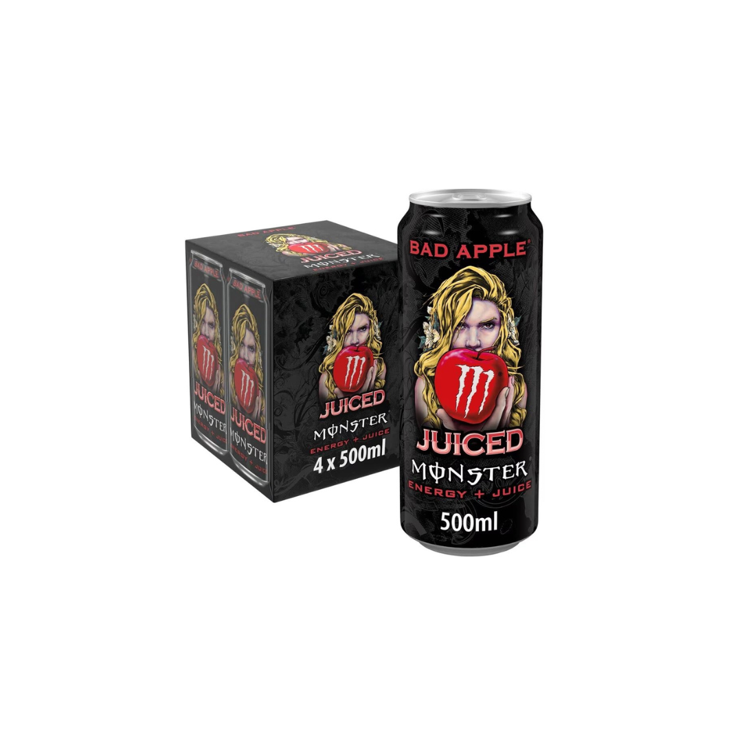 Monster Juiced Bad Apple Refreshing Energy Drink 500ml (Pack of 4)