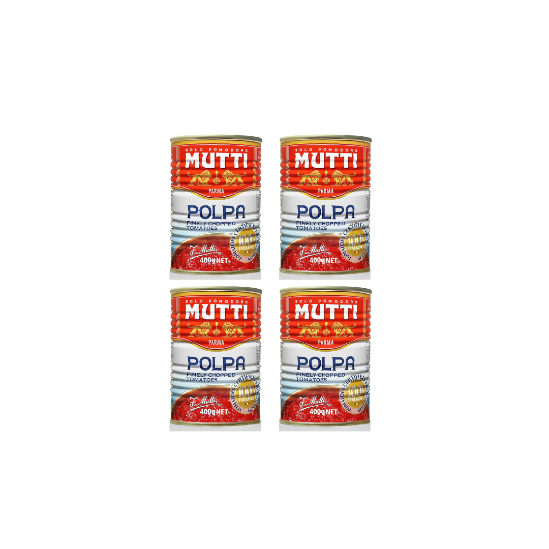 Mutti Parma Finely Chopped Tomatoes Polpa Italian 400g (Pack of 4)