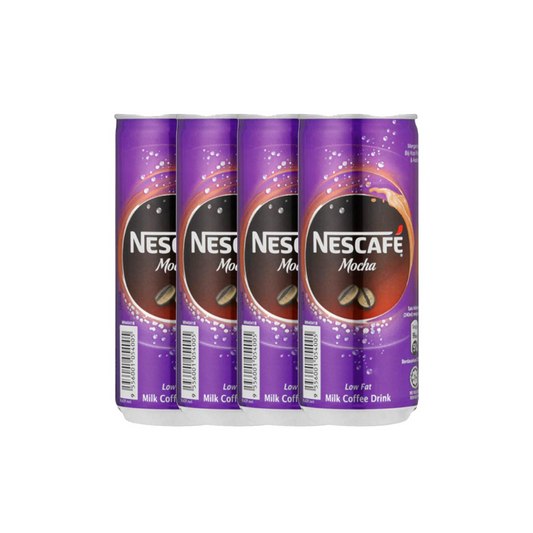 Nescafe Drink Mocha Can, Low Fat Milk Coffee Drink - 240 ML (Pack of 4)