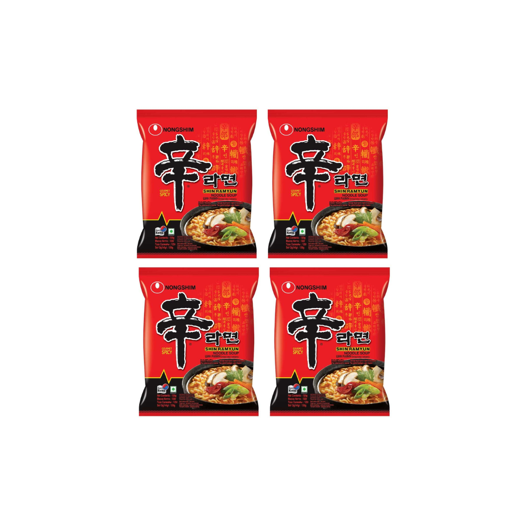 Nongshim Gourmet Spicy Kimchi Noodles 120g (Pack of 4)