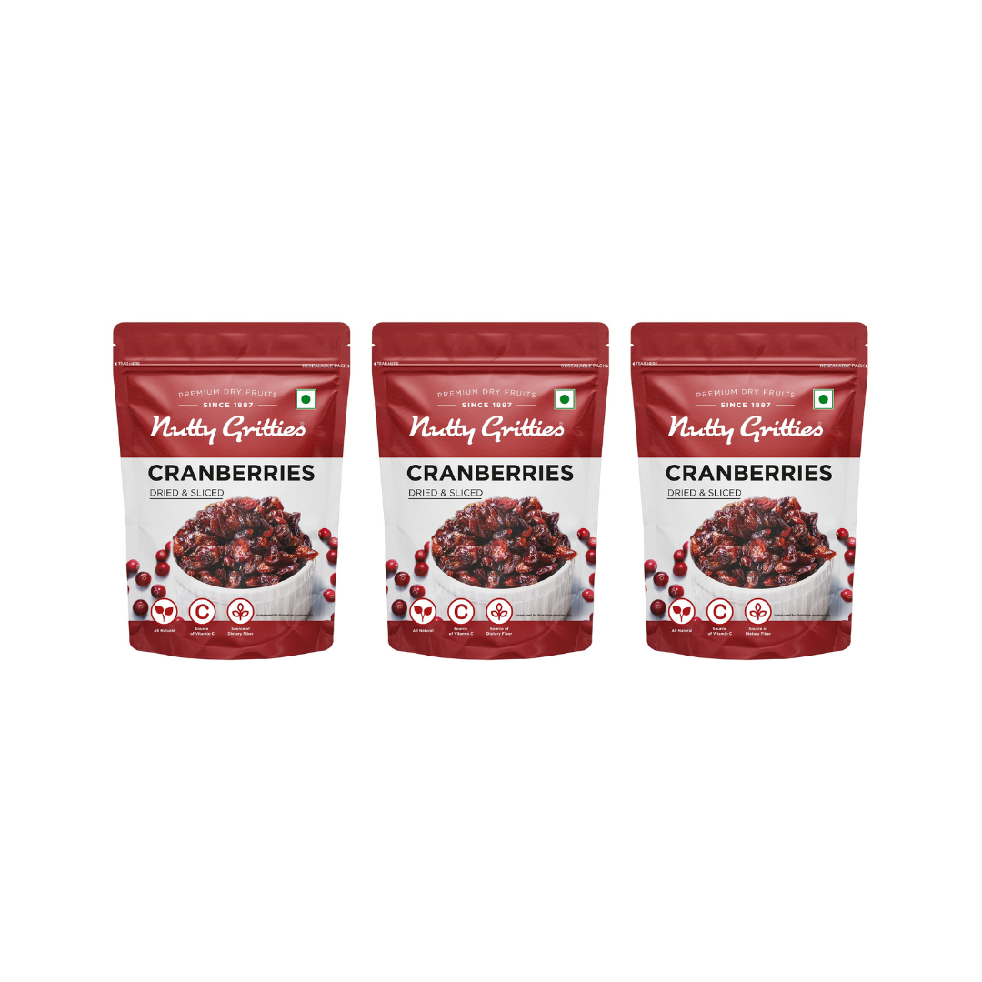 Nutty Gritties Dried US Cranberries 200g (Pack of 3) 