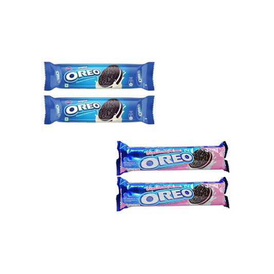 OREO Original  Biscuits Cream Sandwich  (120 g) (Pack of 2) + Oreo Strawberry Biscuits Cream Filled (120 g) (Pack of 2)