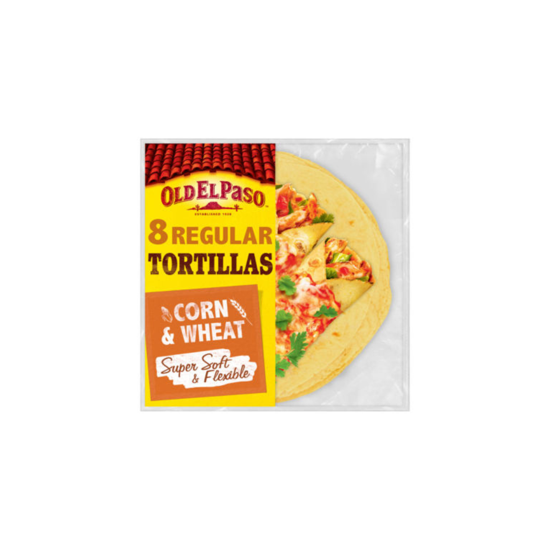 Old El Paso 8 Regular Super Soft Corn And Wheat Tortillas 335g