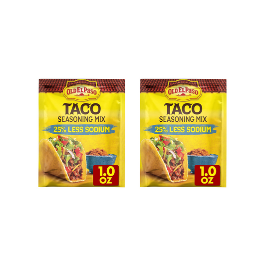 Old El Paso Taco Seasoning Mix 25% Less Sodium 28g (Pack of 2) - Healthier Flavor