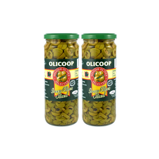 Olicoop Green Olives Sliced 450gm (PACK OF 2)