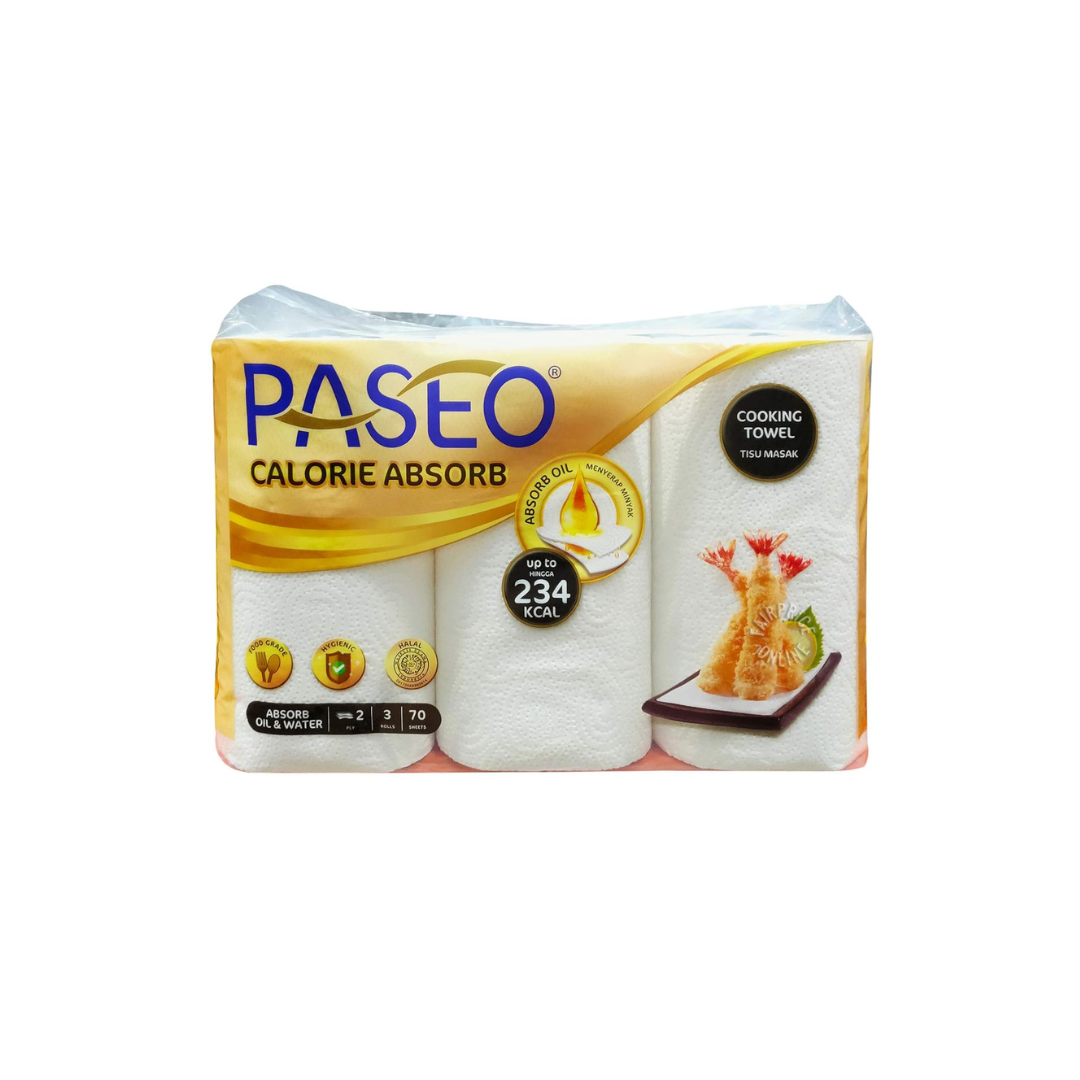 PASEO Calorie Absorption Kitchen Towels 70 Sheets x 3 Rolls (2 Ply)