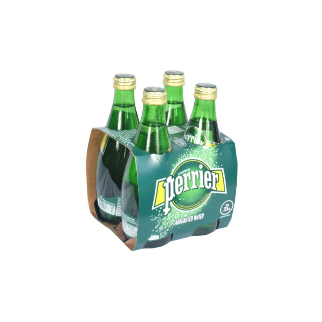 Perrier Carbonated Sparkling Mineral Water Bottle 330ml, (Pack of 4)