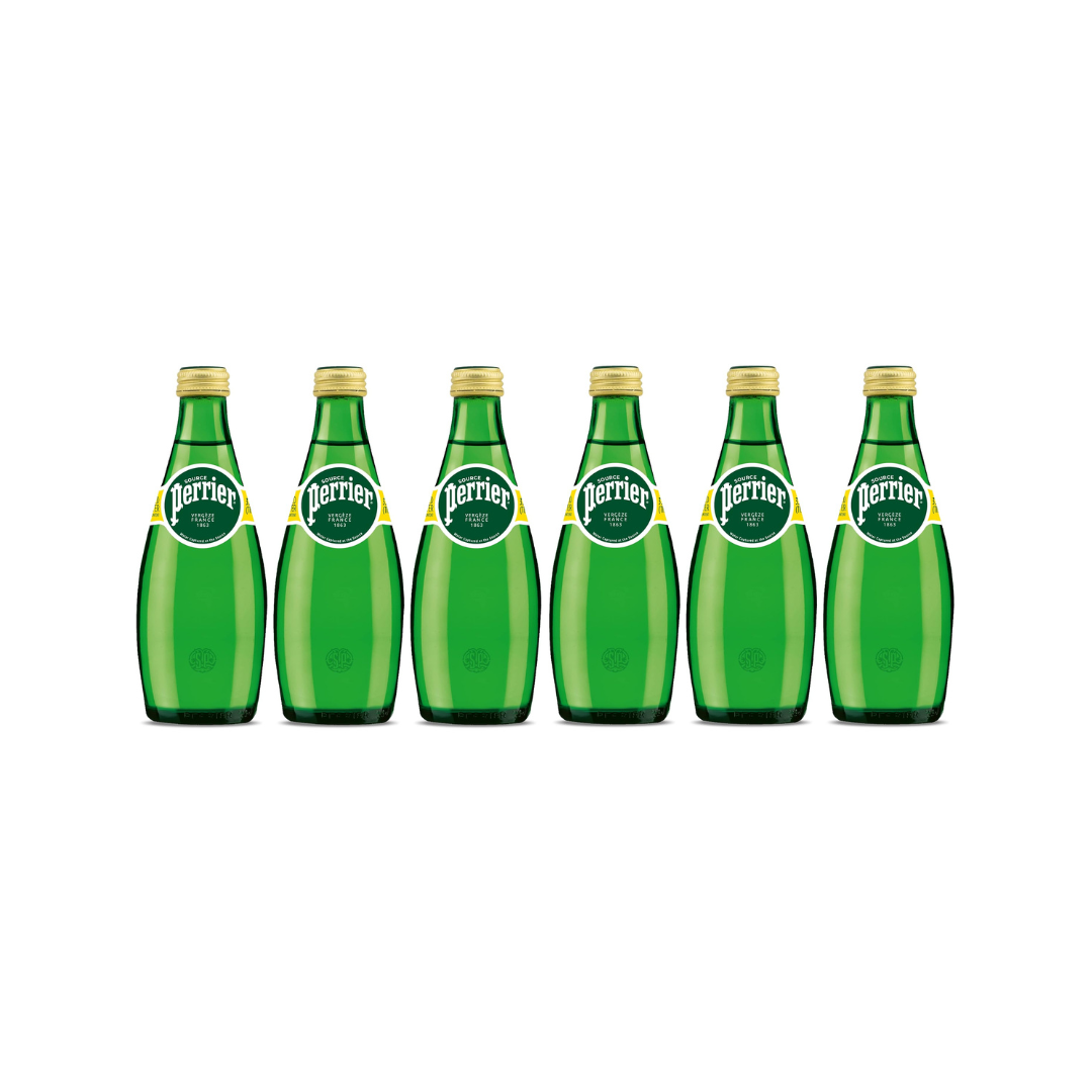 Perrier Carbonated Water (Sparkling Water) Glass Bottle- 330 ML (Pack of 6) 