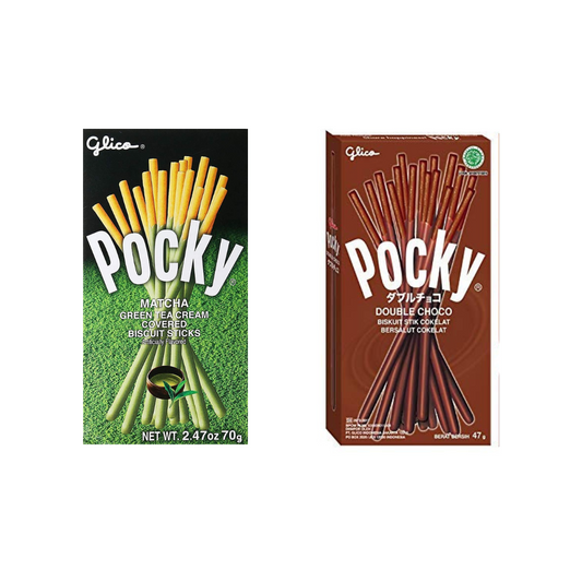 Pocky Matcha Green Tea 47g + Glico Pocky Double Choco sticks 47g (Combo Pack)