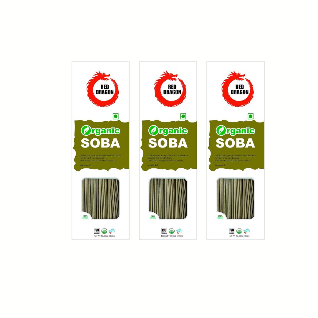 Red Dragon Japanese Soba Noodles Fresh 300Gm (Pack of 3)