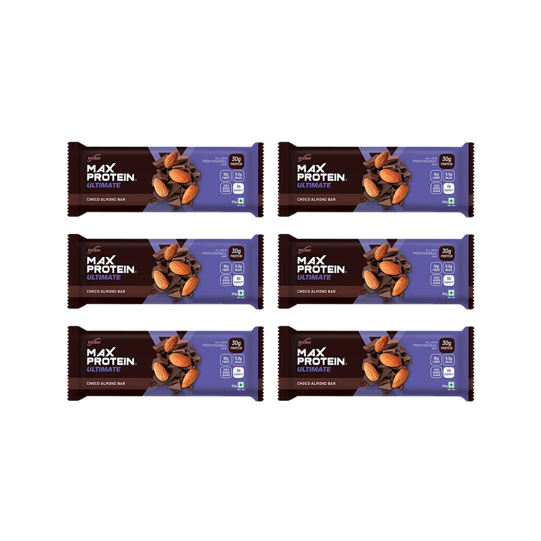 RiteBite Max Protein Bar Ultimate Choco Almond Bar 100g (Pack Of 6)