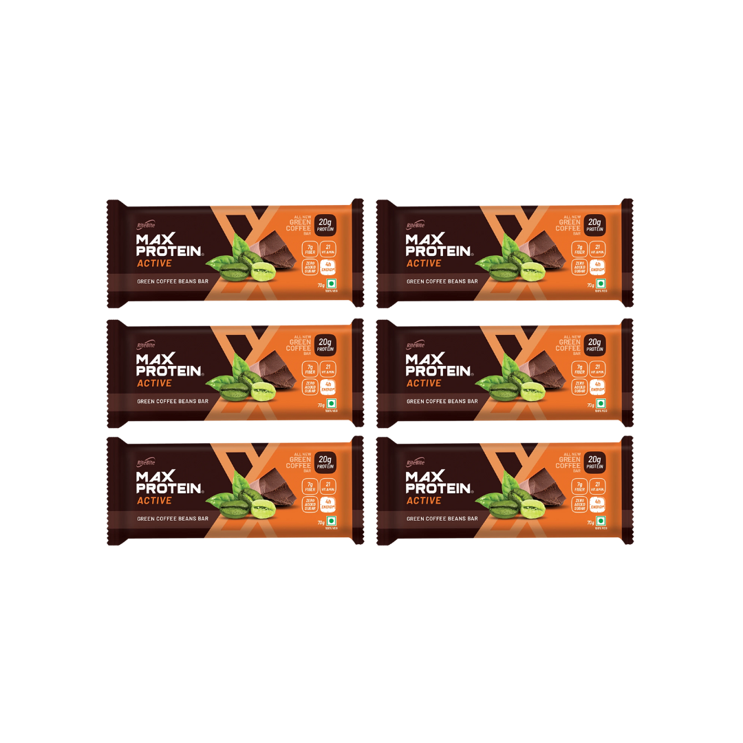 RiteBite Max Protein Bars Green Coffee Beans 70g (Pack Of 6)