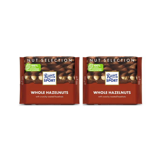 Ritter Sport Whole Hazelnut Milk Chocolate 100g (Pack Of 2) 
