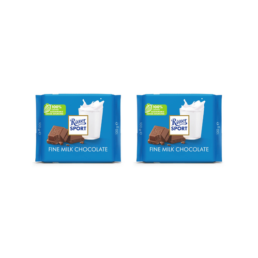 Ritter Sport fine milk chocolate 100g (Pack of 2) 