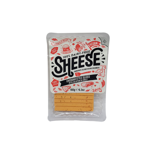 SHEESE VEGAN CHEDDAR SLICES WITH JALPENO & CHILLI 180g 