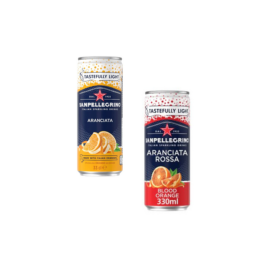 San Pellegrino Orange, 330ml- Tastefully Light + San Pellegrino, Aranciata Rossa Blood Orange 330ml (Combo Pack)