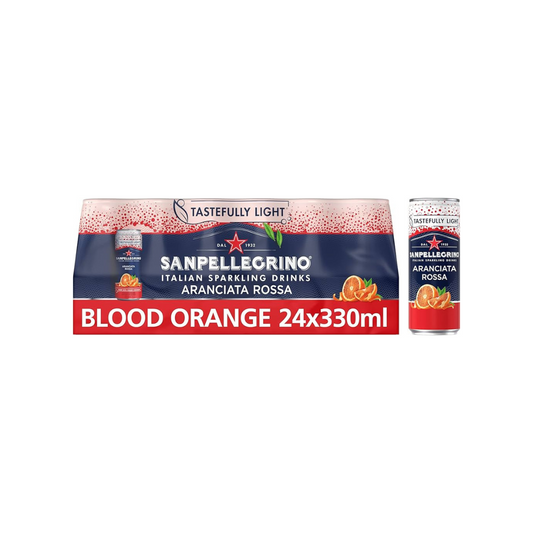 San Pellegrino Sparkling Blood Orange Cans- Tastefully Light, 330ml (pack of 24)