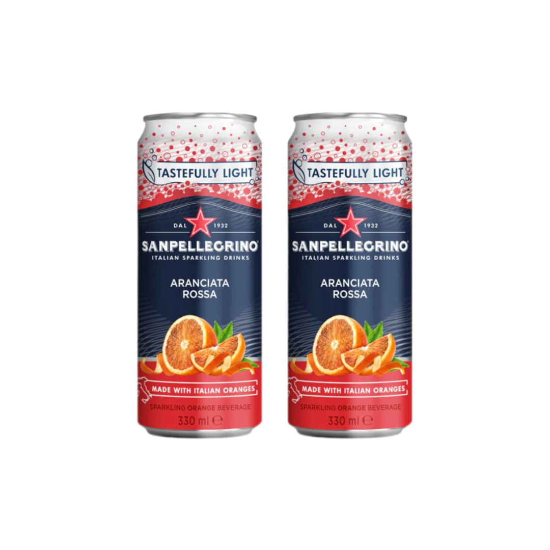 Sanpellegrino Sparkling Blood Orange Cans- Tastefully Light, 330ml (Pack of 2)