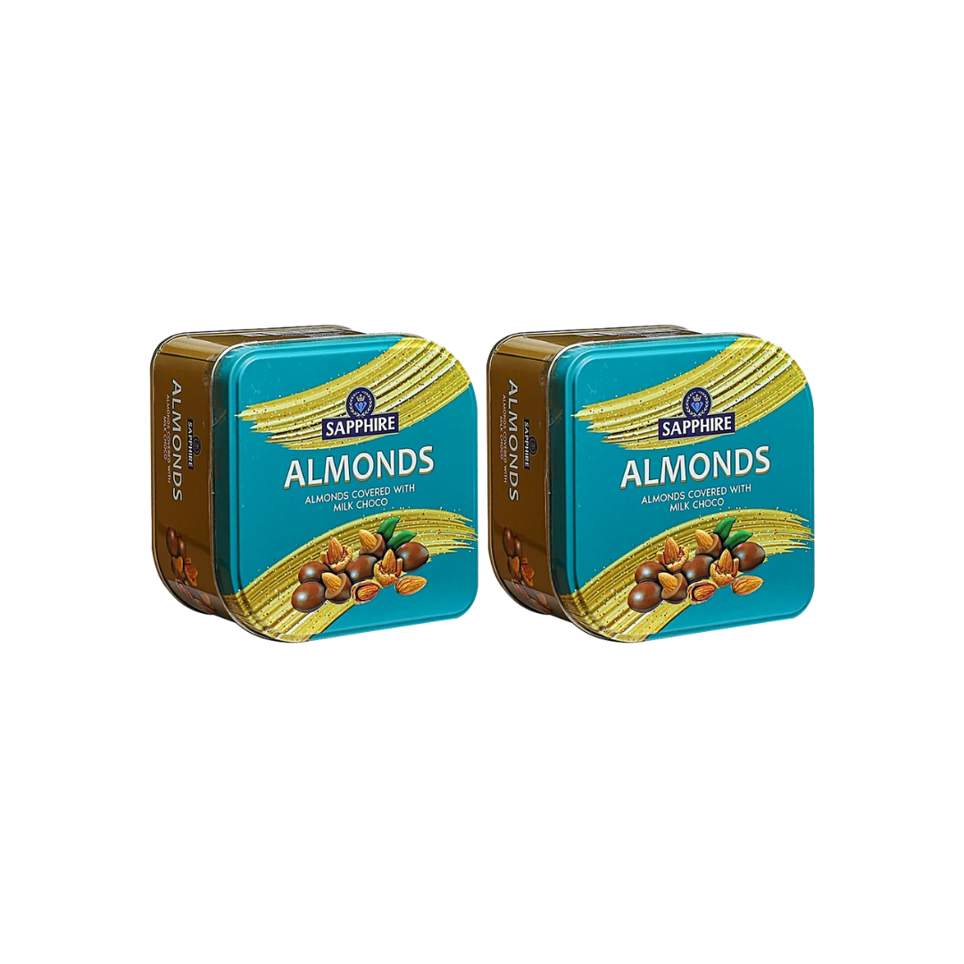 Sapphire Almonds Covered With Milk Choco, 90 g Tin (Pack of 2)