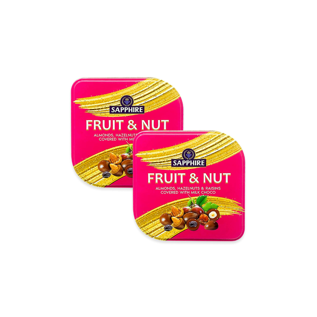 Sapphire Fruit & Nut Chocolate Coated Almonds, Hazelnut & Raisins 90g (Pack of 2)