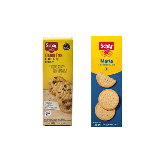 Schar Gluten-Free Maria Biscuit 125g + Choco Chip Cookies 100g (Combo Pack)