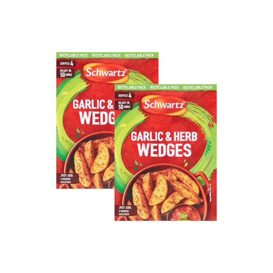 Schwartz Garlic & Herb Potato Wedges (Pack of 2) - 38g: Flavorful Seasoning for Delicious Snacks