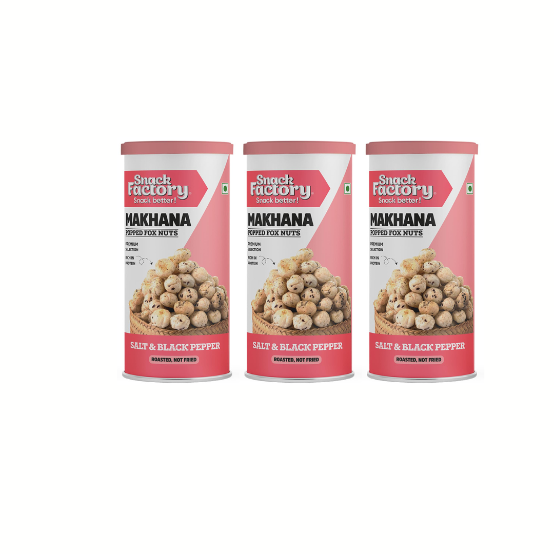 Snack Factory Makhana Salt & Black Pepper, 80gm (Pack of 3)